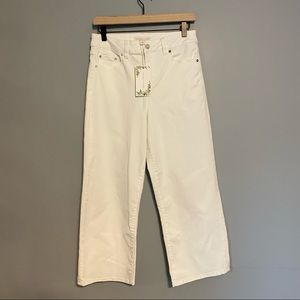 CHELSEA & VIOLET cropped wide leg white jeans